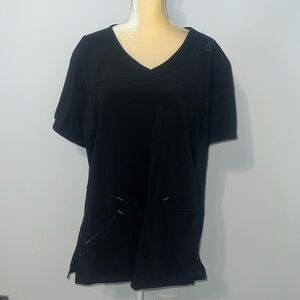 Scrubstar Black V-neck 3 Pocket Short Sleeve Scrub Top Size 2XL